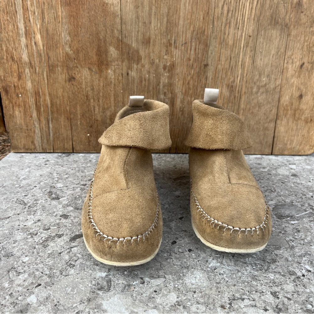 Rag & Bone Brixton Moccasins Stone Tan Suede Ankle Boots Shoes Mocs Boho Slip On - Picture 6 of 16